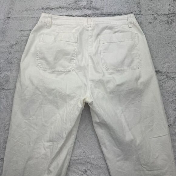 Eileen Fisher Chino Pants Womens 6 Petite White Cotton Slash Pocket Tapered Leg - Picture 8 of 9